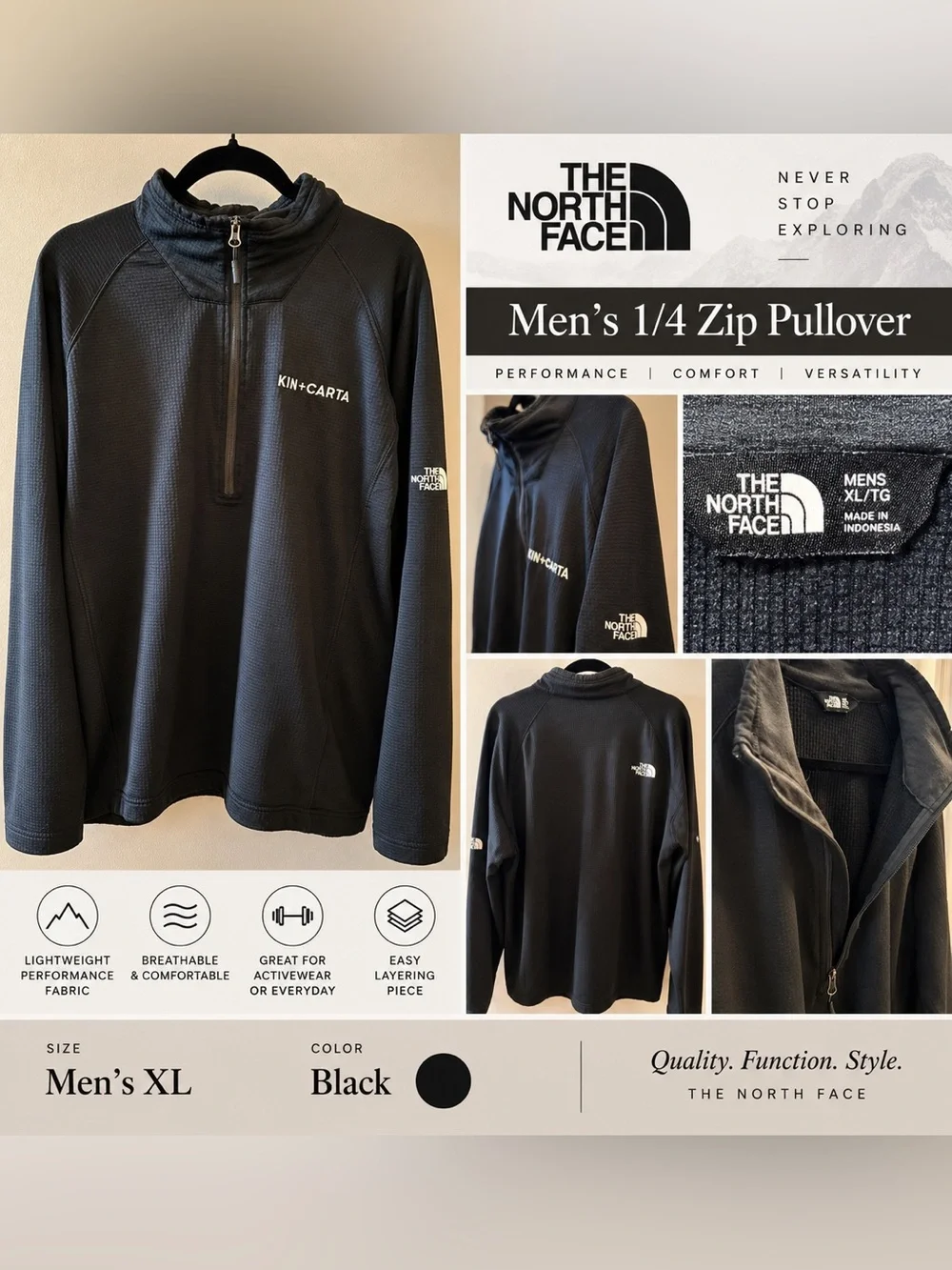 The North Face Men’s 1/4 Zip Performance Pullover - Black